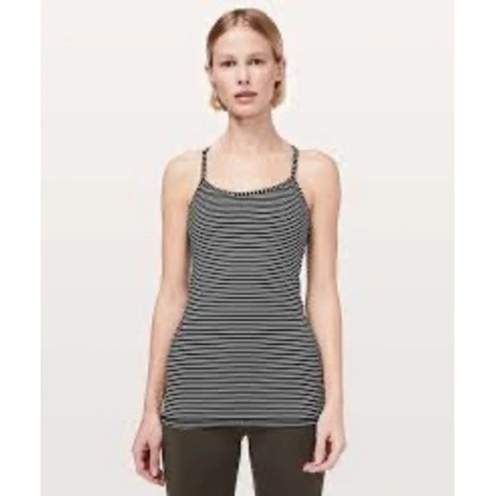 Lululemon Black & White‎ Parallel Stripe Power Y Tank, Size 6